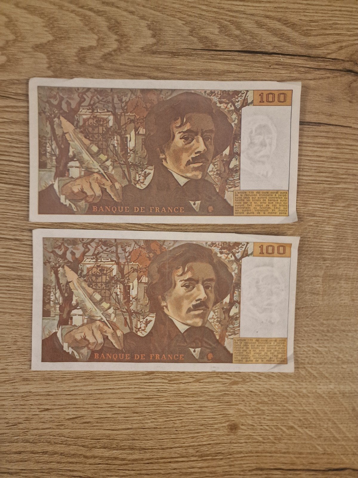 2 bankbiljetten van Frankrijk van 100 Franse Frank, Ophalen of Verzenden, Frankrijk, Setje