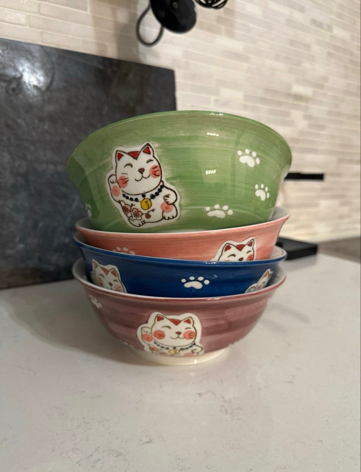 Set van 4 ramen kommen, Ophalen, Handbeschilderd, Porselein of Keramiek, Schaal