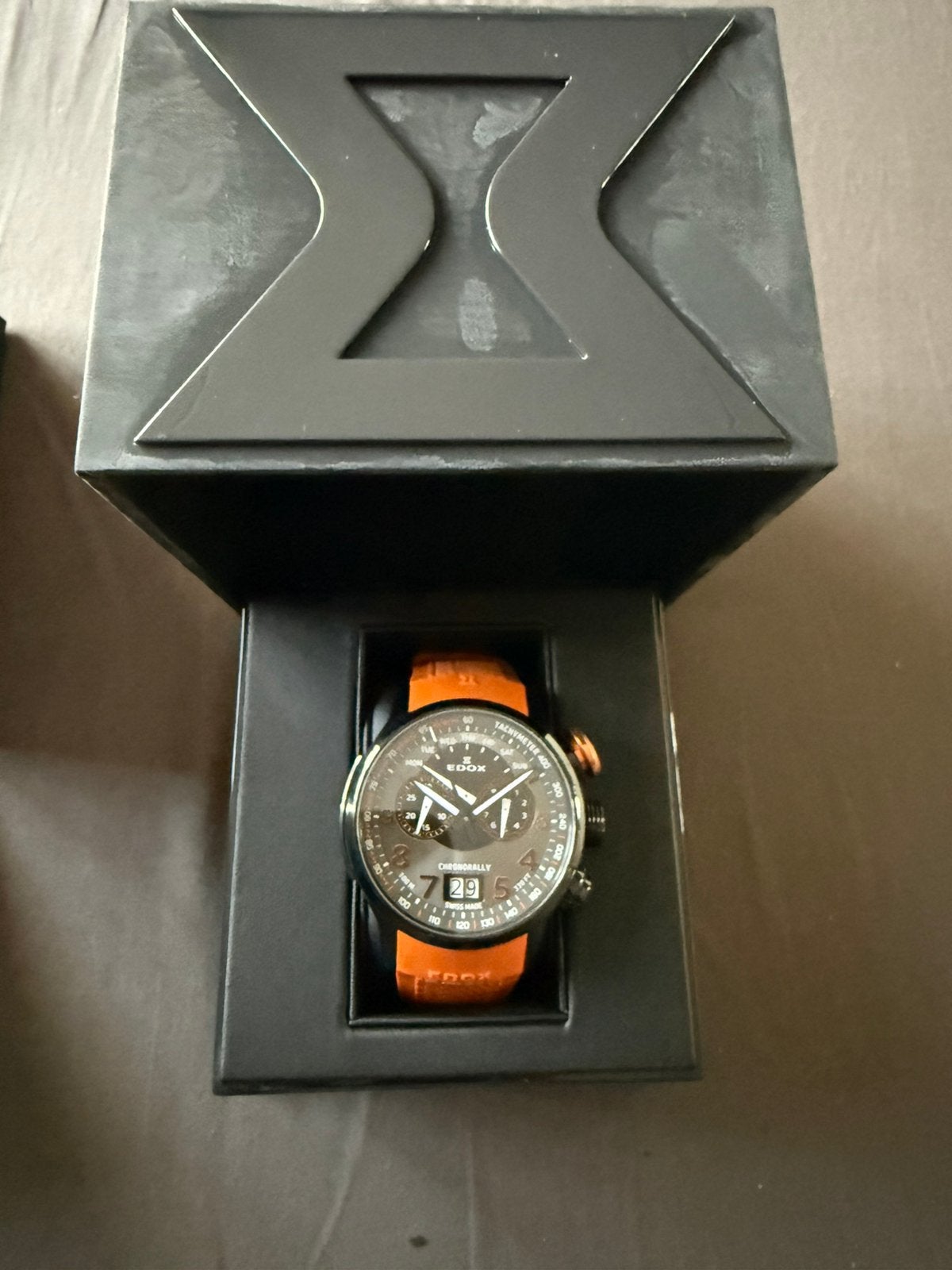 EDOX horloge oranje, Ophalen of Verzenden, Zo goed als nieuw, Kunststof, Overige merken