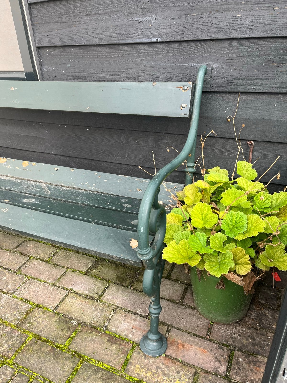 Groene tuinbank - 146x80x63 cm, Tuin en Terras, Ophalen, Gebruikt, Hout