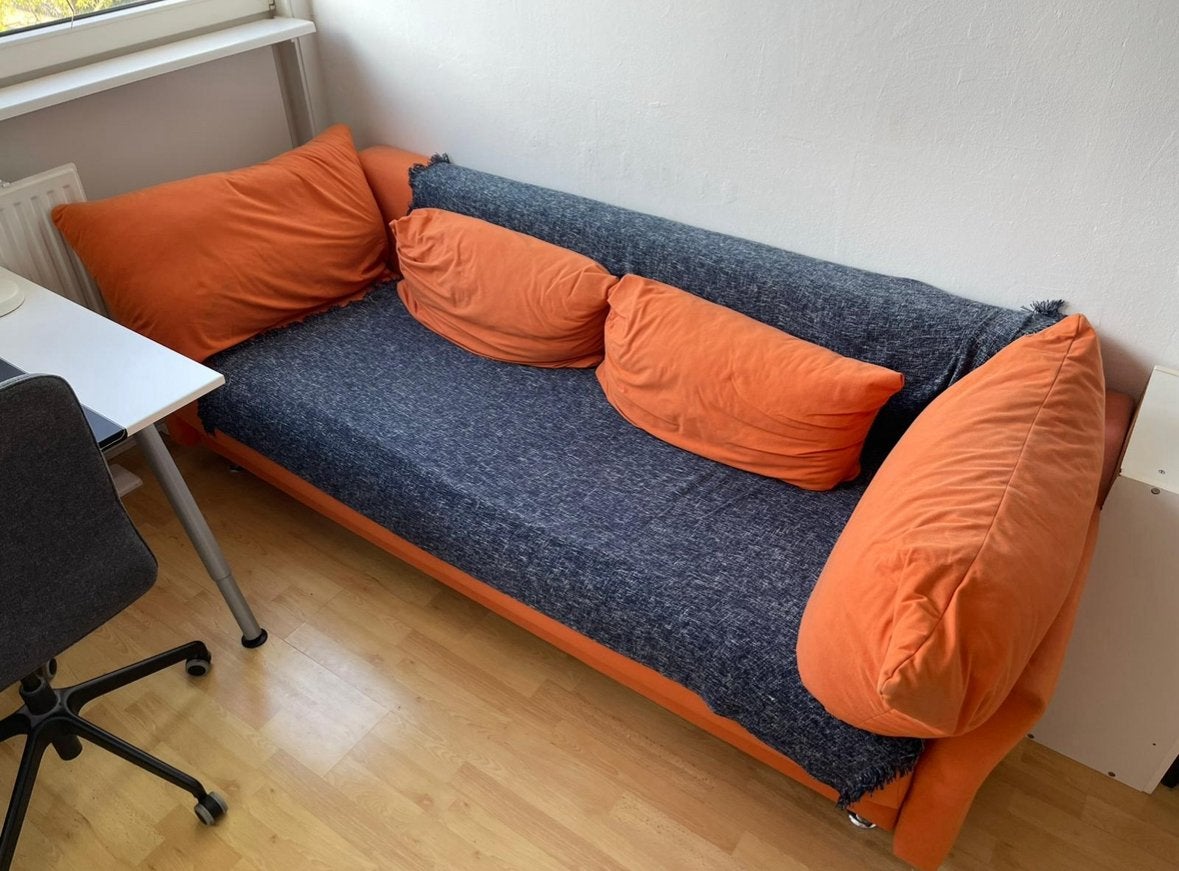 An orange sofa, Ophalen, Gebruikt, 100 tot 125 cm, Stof