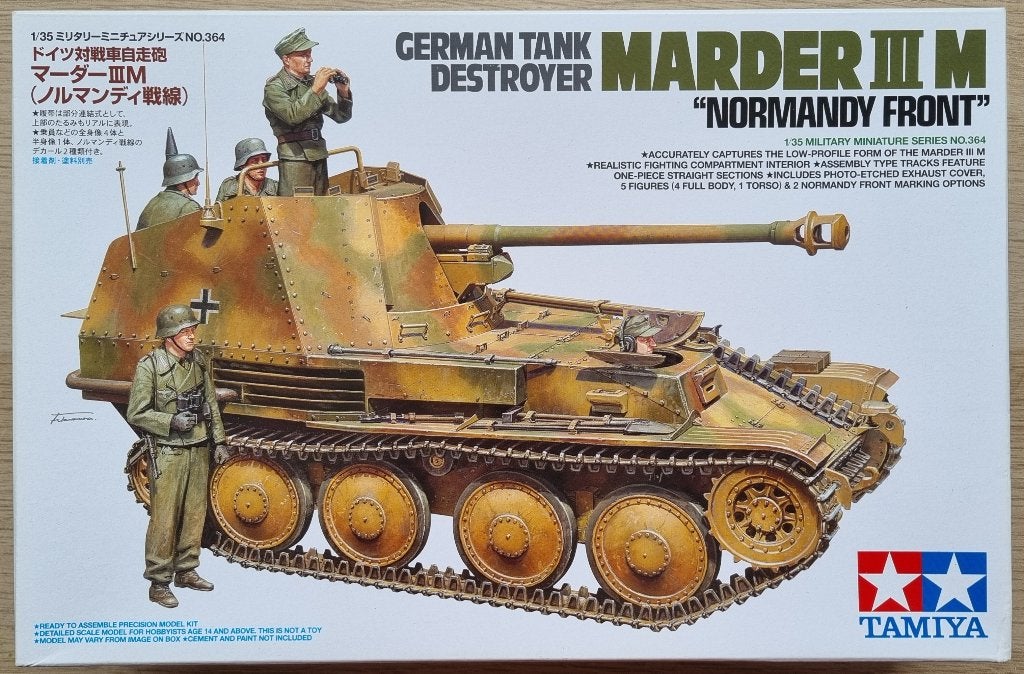 Tamiya #35364 1:35 WWII German Tank Destroyer Marder III M, Hobby en Vrije tijd, Modelbouw | Auto's en Voertuigen, Tank, 1:32 tot 1:50