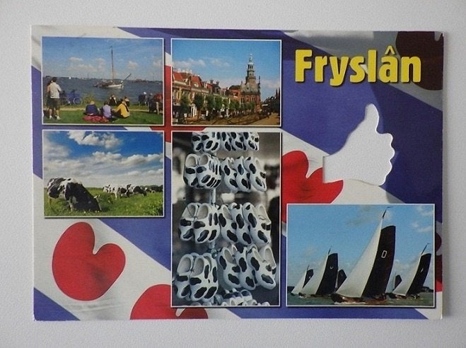 FRYSLÂN duimpje postzegel Brandaris skûtsje klompen koeien, Ophalen, 1980 tot heden, Gelopen, Friesland