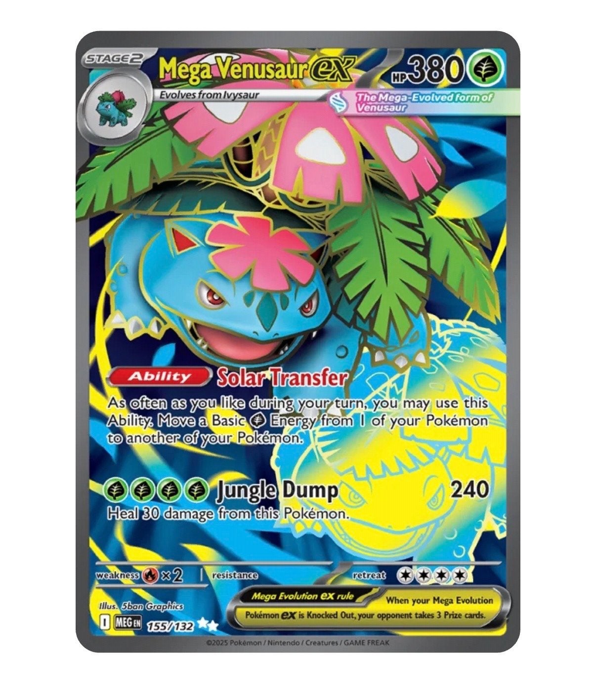 Mega Venusaur EX Pokémon Kaart 155/132, Ophalen of Verzenden, Zo goed als nieuw, Losse kaart