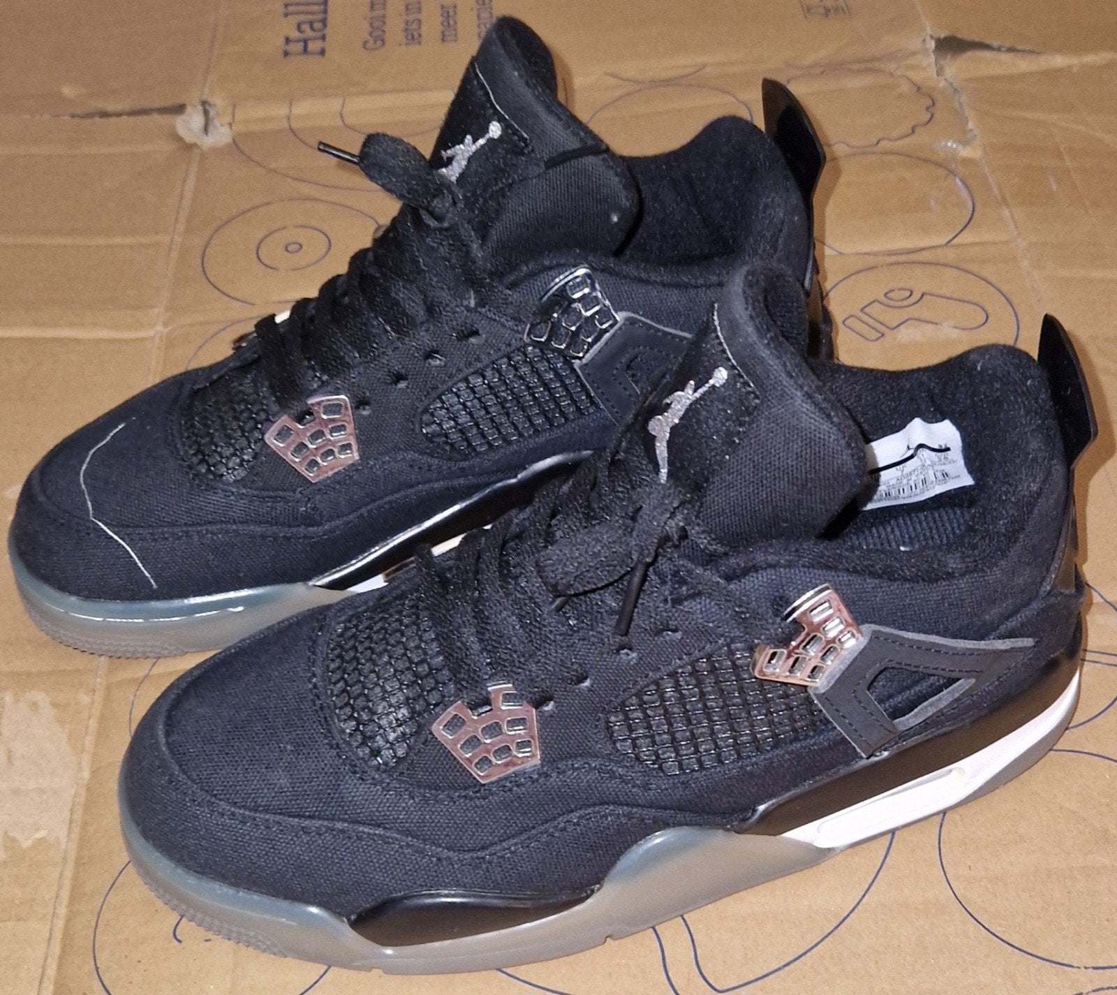 Jordan 4 Retro Black Canvas Sneakers - Maat 41, Kleding | Heren, Schoenen, Verzenden, Nieuw, Zwart