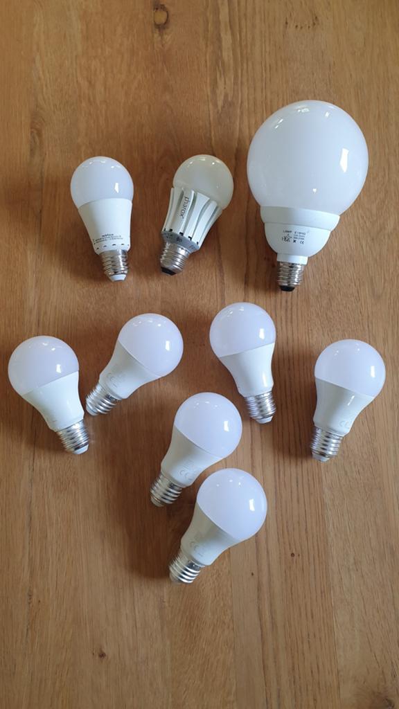 7 dimbare led lampen + 2 led lampen, Huis en Inrichting, Ophalen, Minder dan 30 watt, E27 (groot), Led-lamp