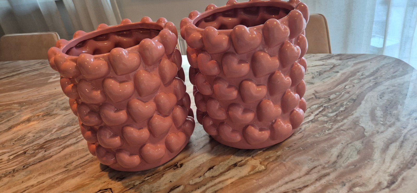 2 Kwantum Hartjes Potten - Lichtroze, Ophalen, Zo goed als nieuw, Roze