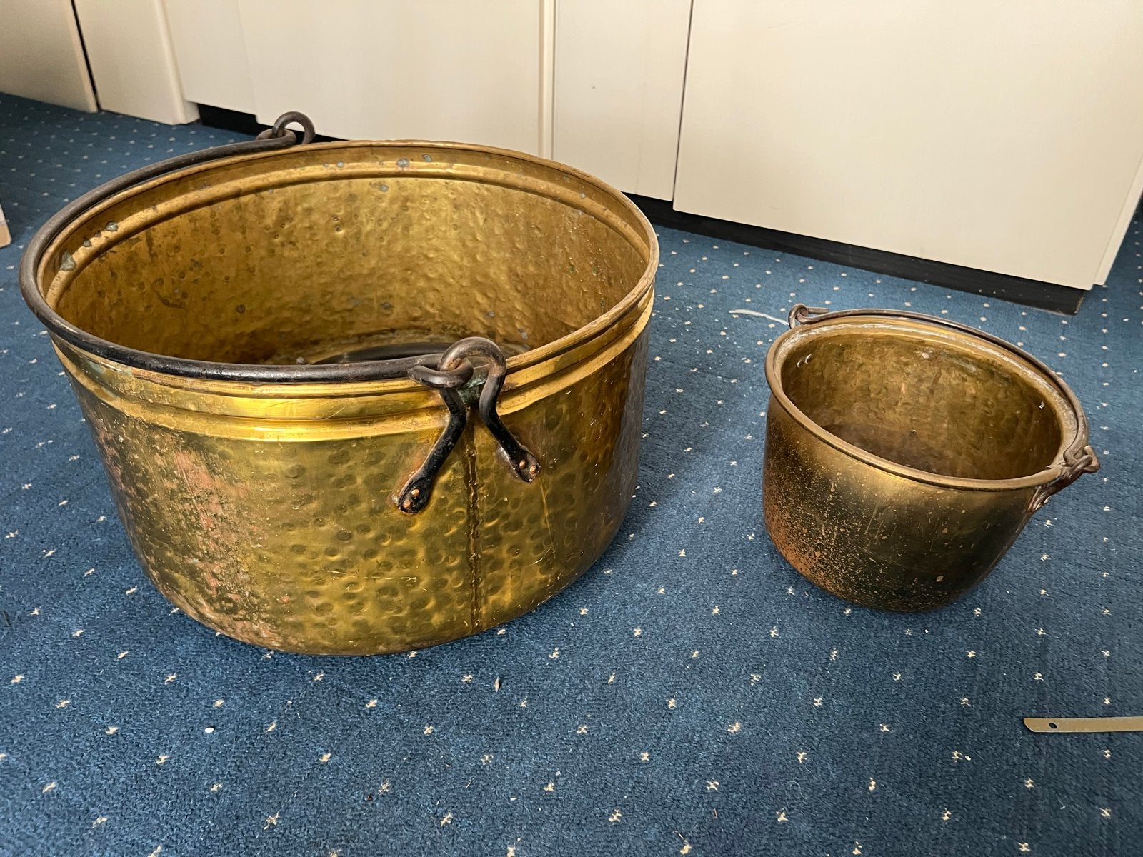 Set van 2 Antieke Koperen Ketels/Potten, Ophalen, Koper