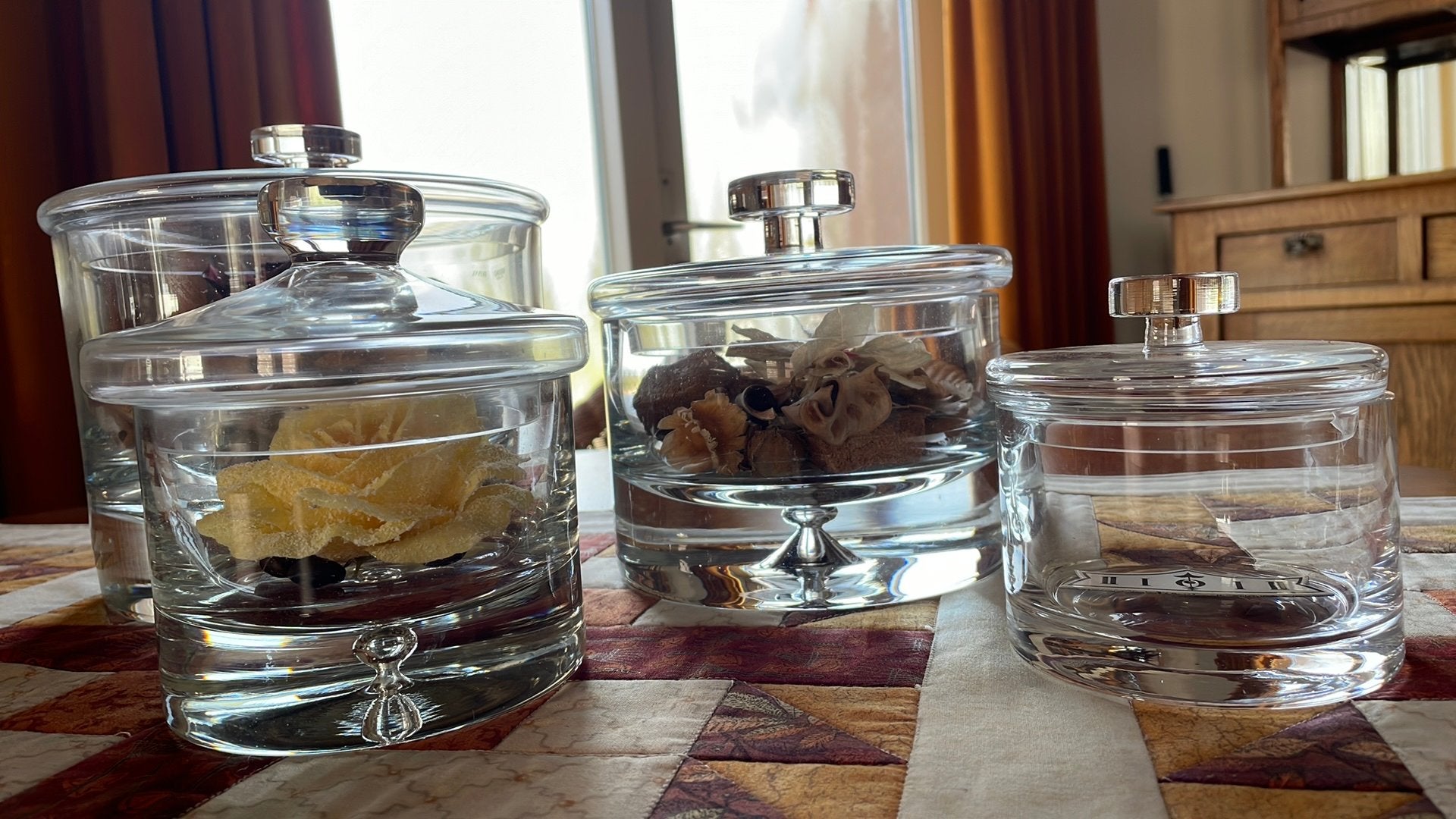 Set van 4 glazen potten met deksel, Ophalen, Gebruikt, Glas, Modern