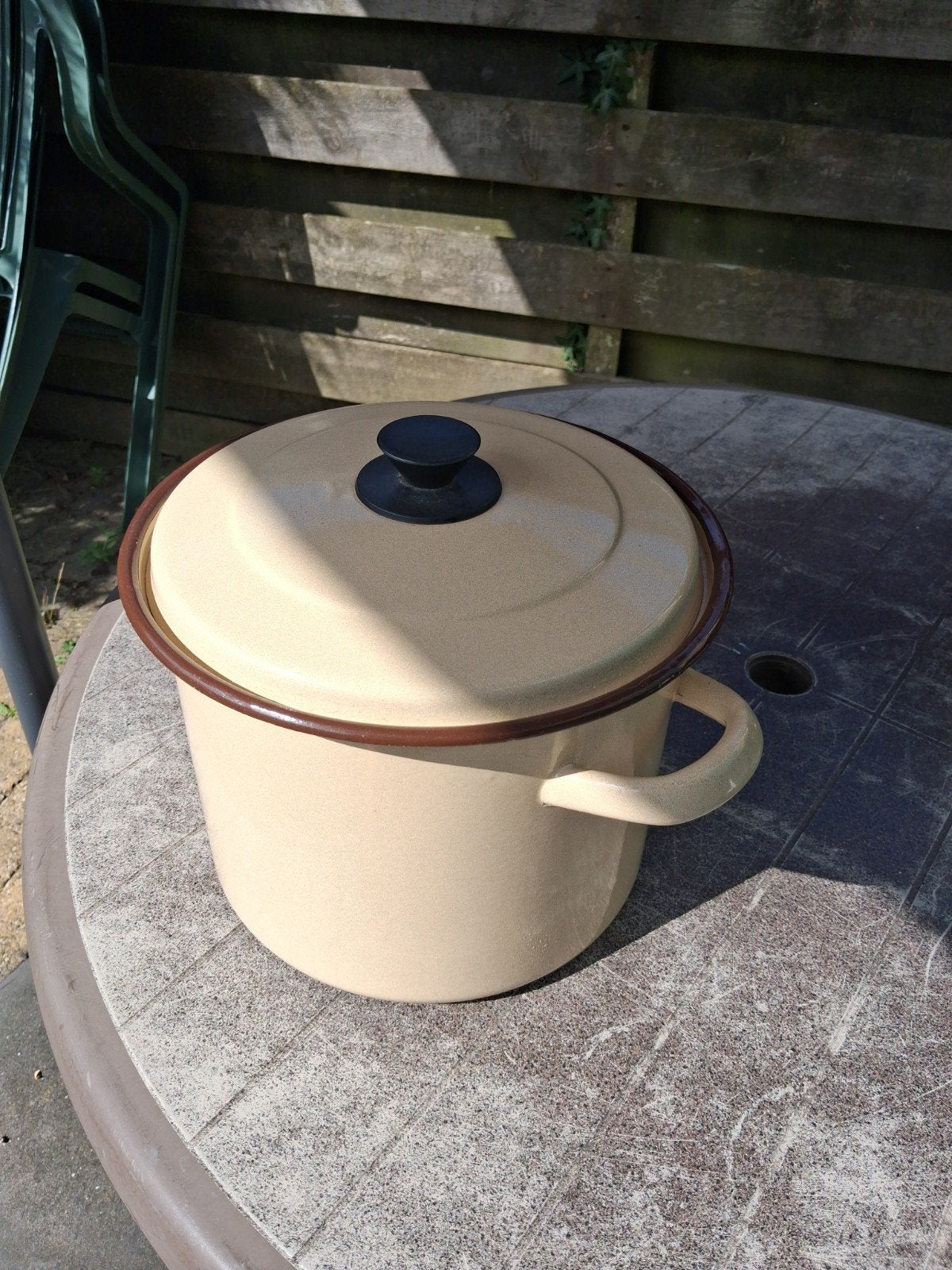 Stevige emaille 20-liter pan, Ophalen, Rvs