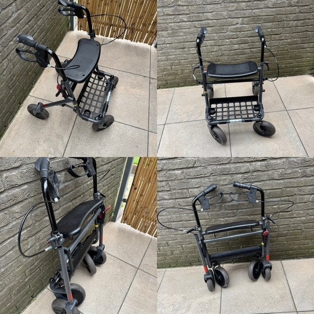 Opvouwbare Lichtgewicht Rollator met Zitting en Handremmen, Ophalen of Verzenden, Lichtgewicht, Gebruikt