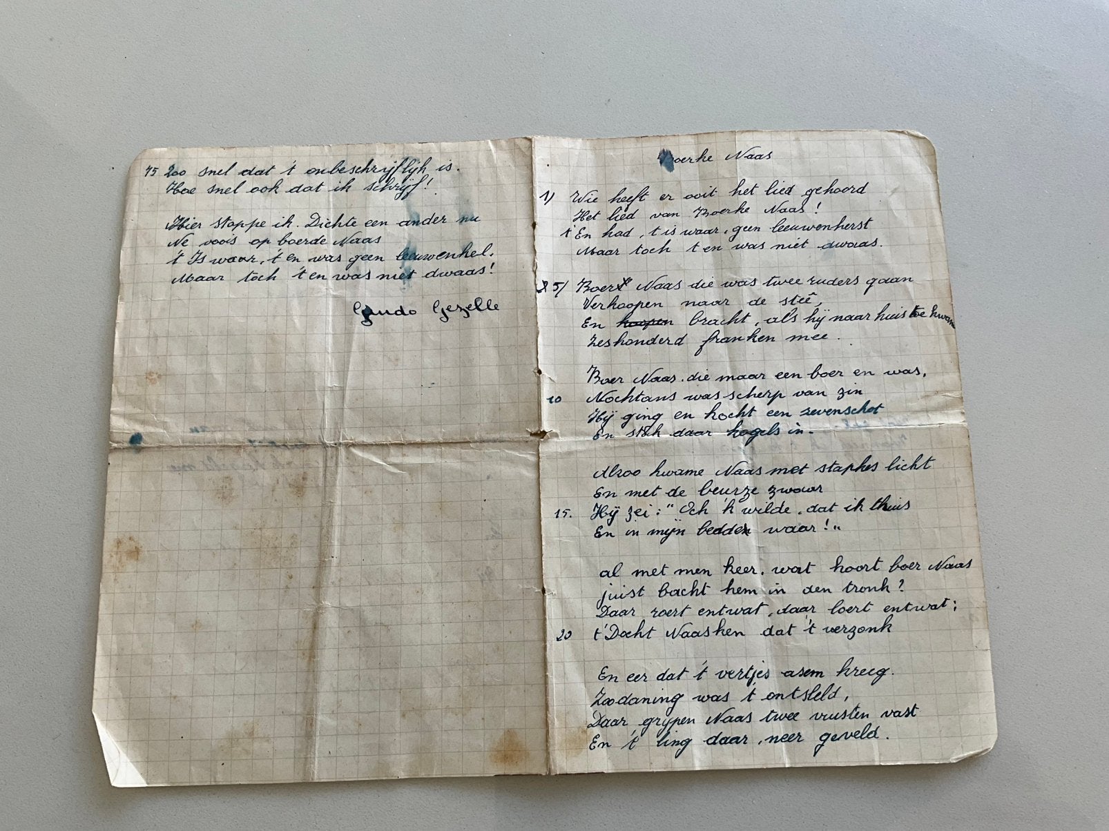 Oud handgeschreven gedicht  Boerke Naas' Notariswoning, Ophalen of Verzenden, Gebruikt