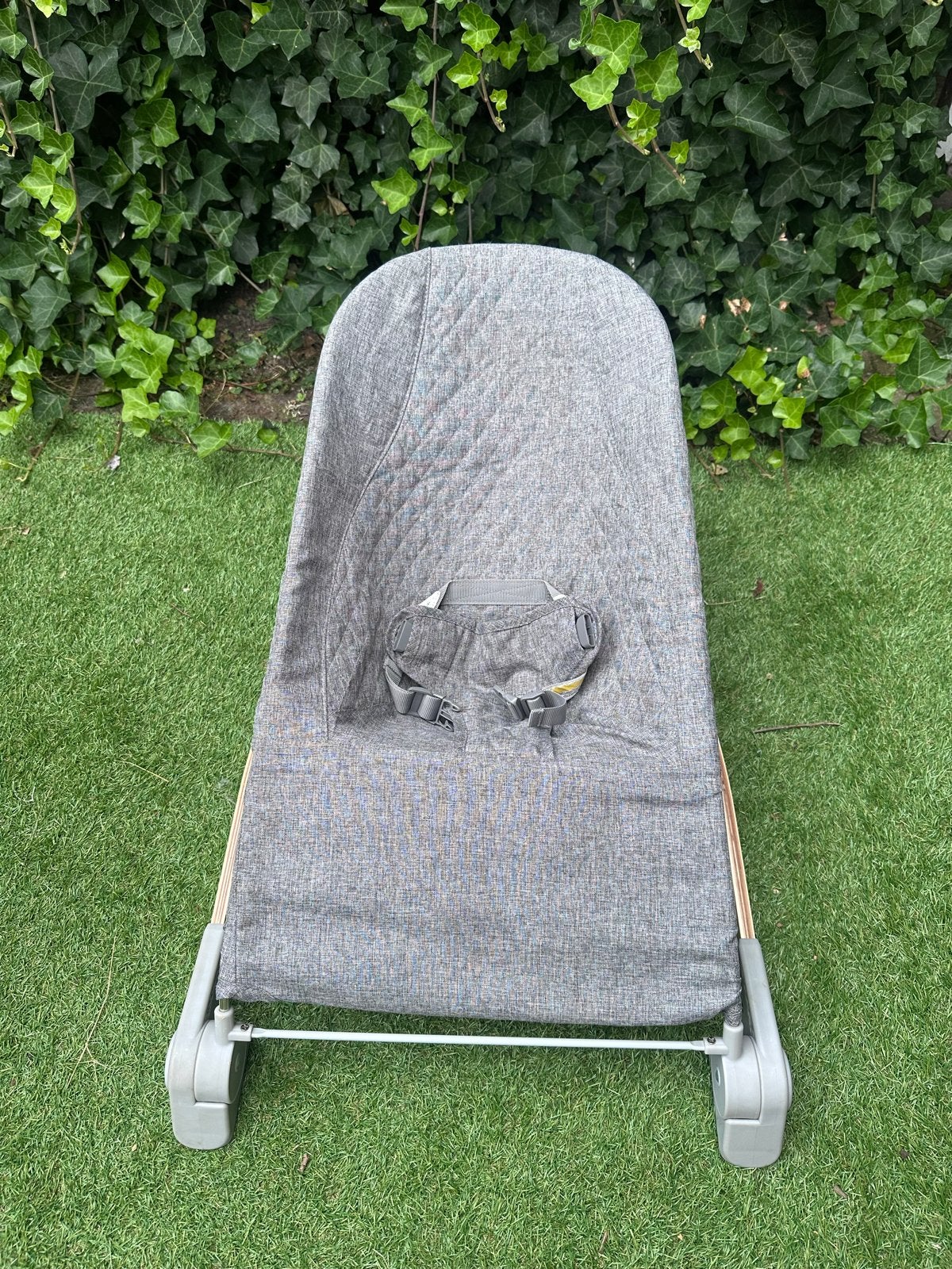 Mooys Hout Grijze Wipstoel Inklapbaar - Baby tot 9 kg, Overige merken, Wipstoel, Ophalen of Verzenden, Met gordel(s) of riempje(s)