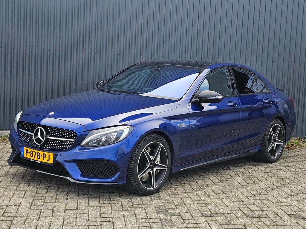 Mercedes Benz C43 AMG 4MATIC 9G-TRONIC 2018!!!, Auto's, Mercedes-Benz, 1800 kg, Zwart, 367 pk, Blauw