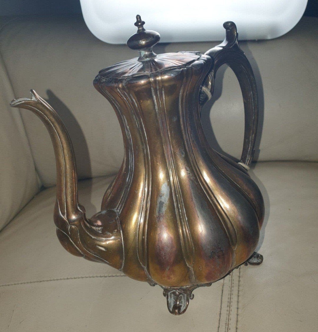 NU ! €40 Antieke (zwaar)  verzilverde koffie- of theepot van, Antiek en Kunst, Antiek | Goud en Zilver, Ophalen