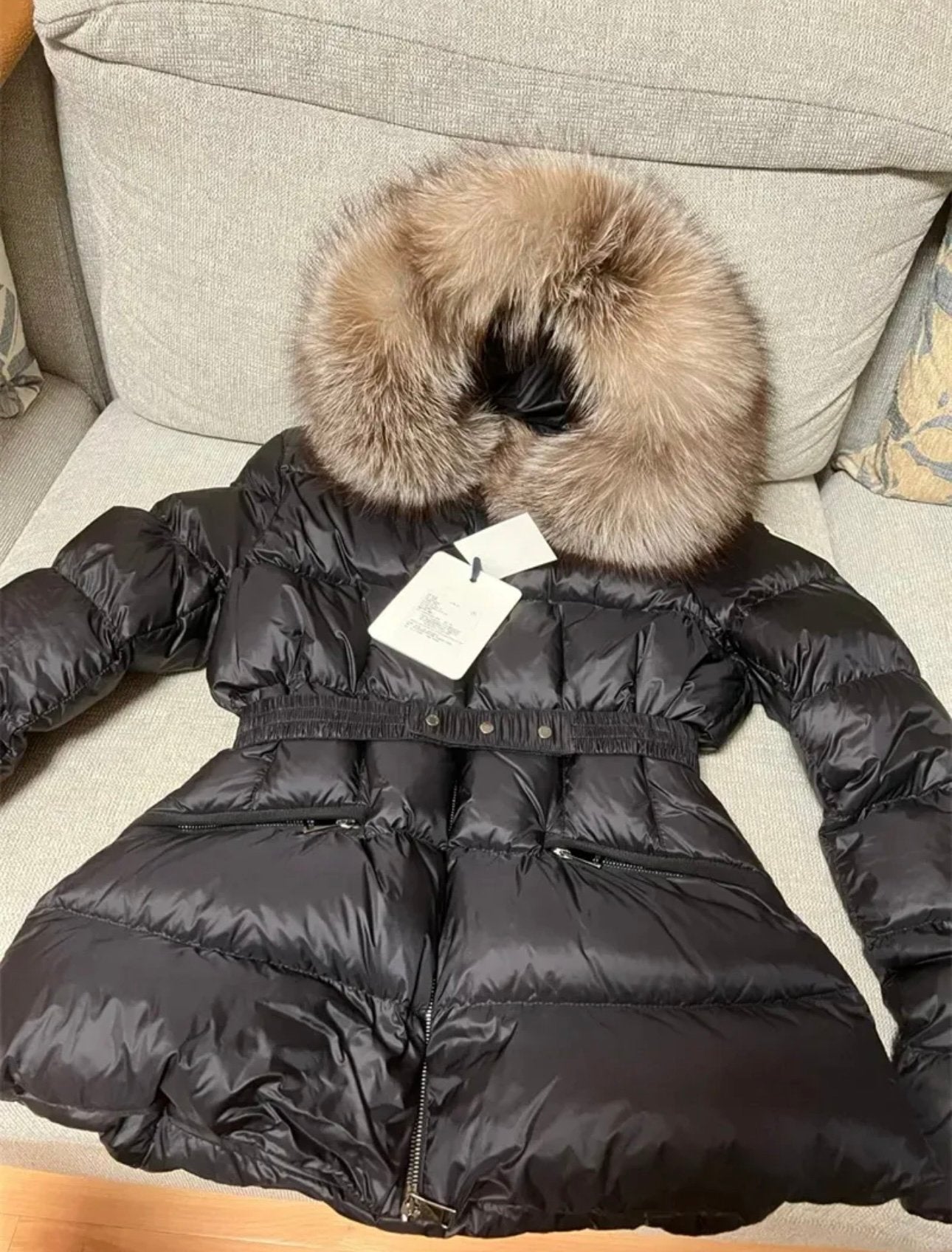 Moncler jas dames kort met bont nieuw, Ophalen of Verzenden, Nieuw, Zwart