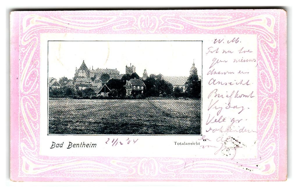 Bad Bentheim, Totalansicht, Verzamelen, Ansichtkaarten | Buitenland, Gelopen, Duitsland, Voor 1920, Verzenden