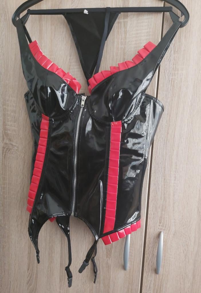 Lak korset met string, Ophalen of Verzenden, Zwart, Setje