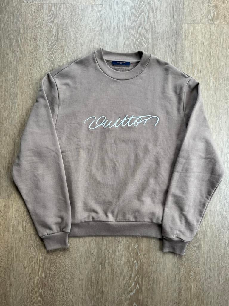Louis Vuitton embroided signature sweatshirt trui bruin, Ophalen of Verzenden, Zo goed als nieuw, Maat 48/50 (M), Bruin