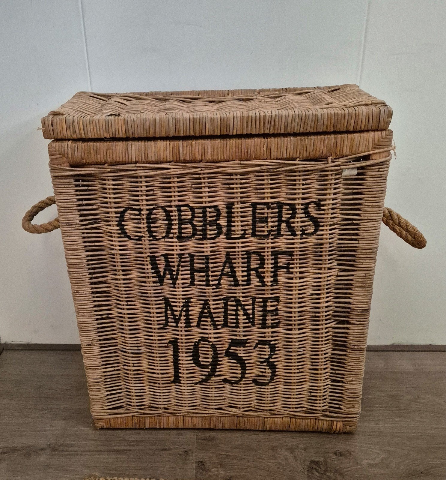Riviera Maison Cobblers Wharf Maine mand, Ophalen, Zo goed als nieuw, Rond, Riet