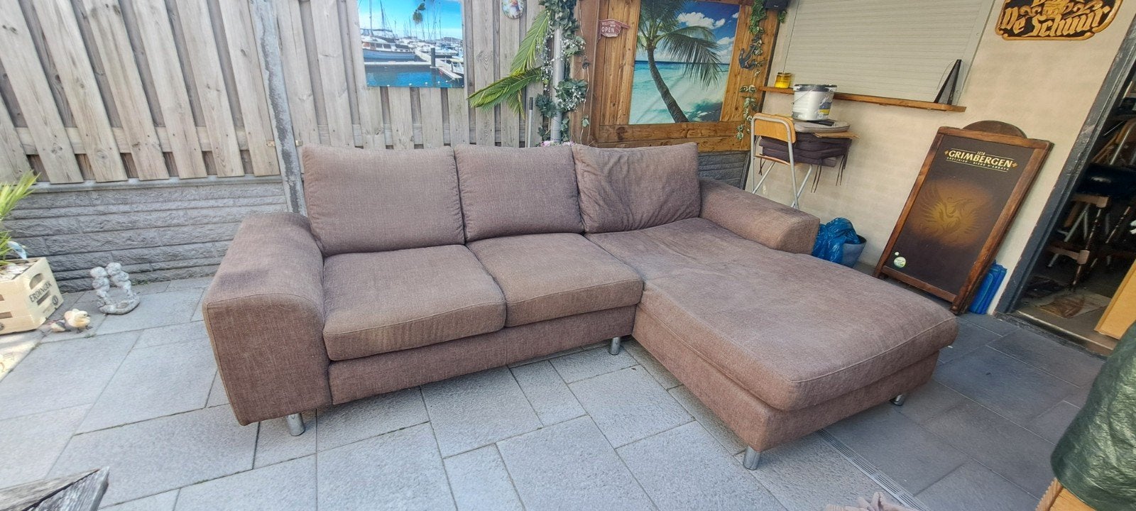 Comfortabele Hoekbank - 270x170 cm - Bruin Stof, Ophalen, 250 tot 300 cm, Gebruikt, Hoekbank