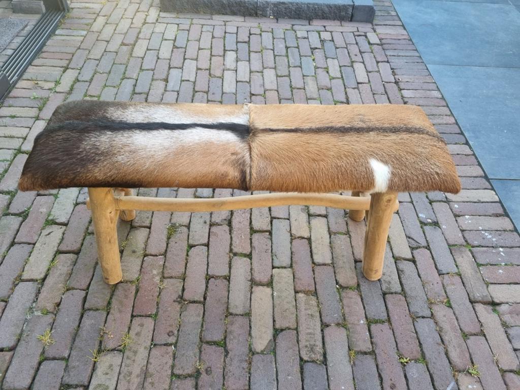 Geitenvel houtenbank met mooie kleuren, Ophalen, Bruin, Eén