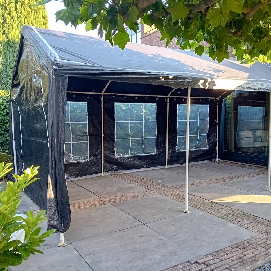 Partytent huren | 4x6 zwart | Inclusief opbouw & afbouw, Ophalen of Verzenden, Nieuw, Verjaardag