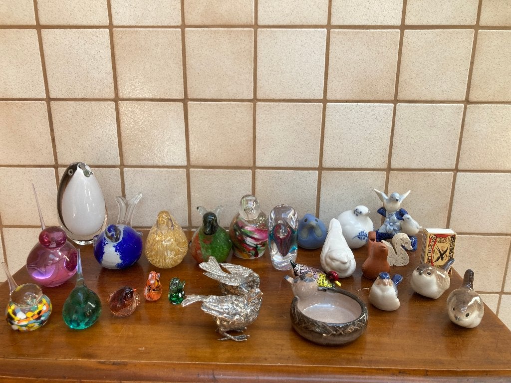 25 glazen & keramieke & verzilverde vogeltjes vogel beeldjes, Verzamelen, Beelden en Beeldjes, Ophalen of Verzenden, Zo goed als nieuw