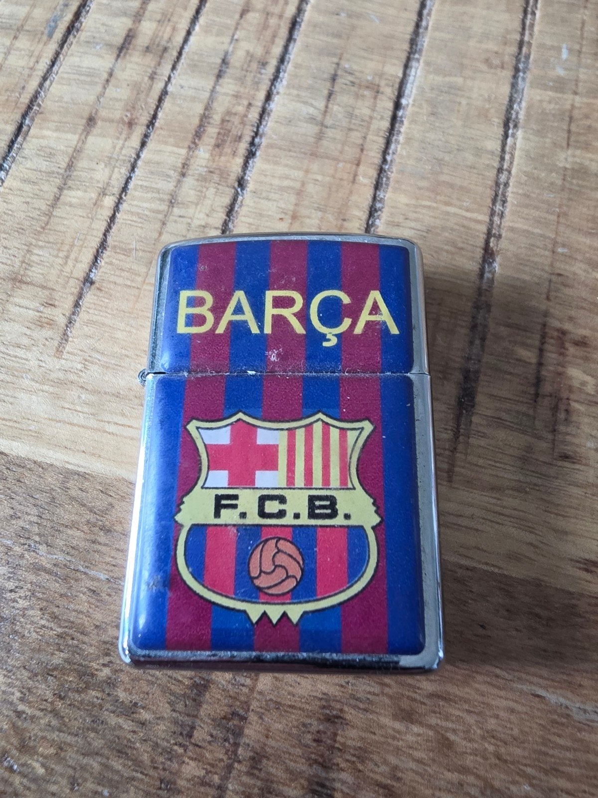 FC Barcelona aansteker - Zippo-stijl, Verzamelen, Ophalen of Verzenden, Gebruikt, Aansteker