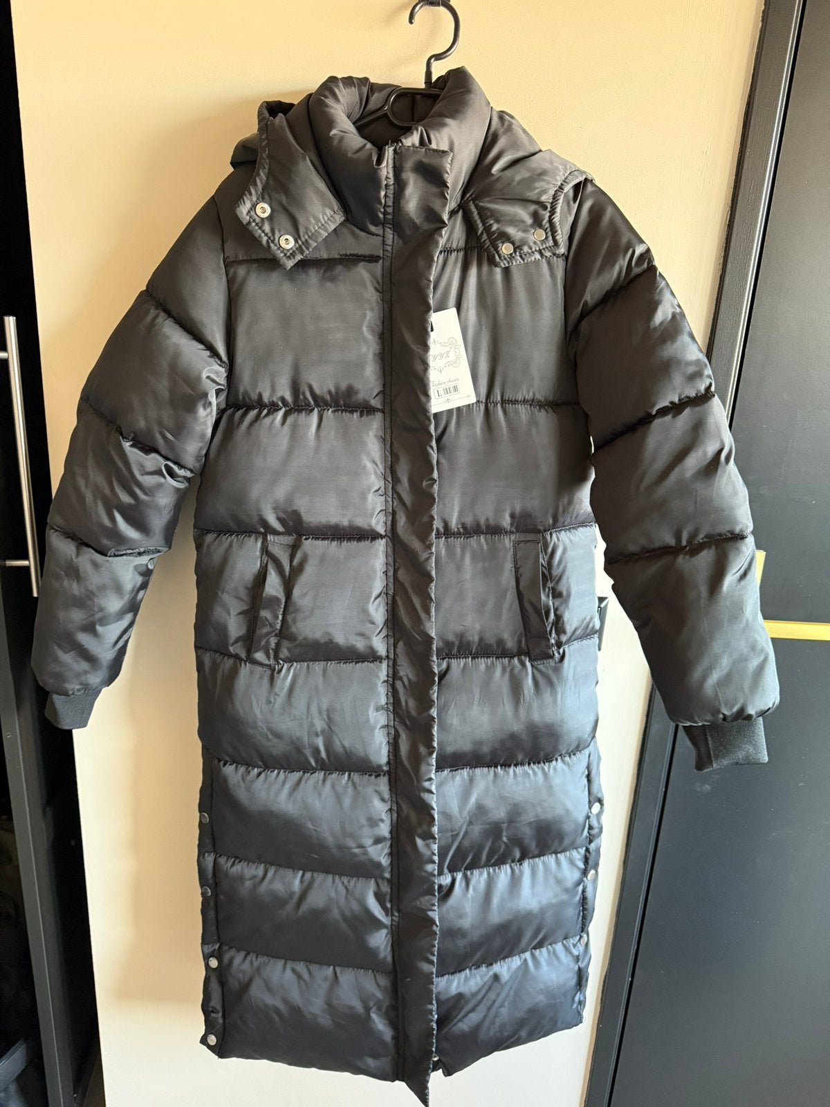 Lange zwarte winterjas, Ophalen of Verzenden, Zo goed als nieuw, Zwart