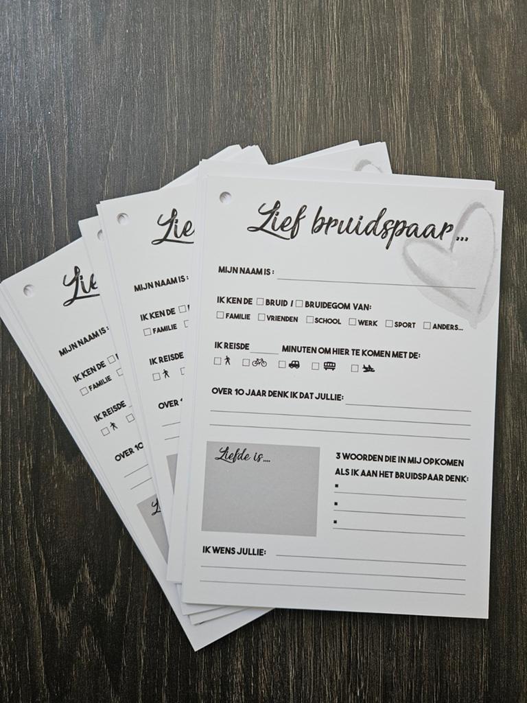 Bruiloft Gastenboek, 24 formulieren, dik papier, Ophalen of Verzenden, Album of Boek