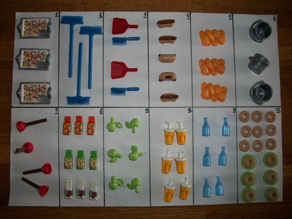 Kiosk / etenswaar / emmer / appel / blik / veger / bezem, Ophalen of Verzenden, Nieuw, Complete set