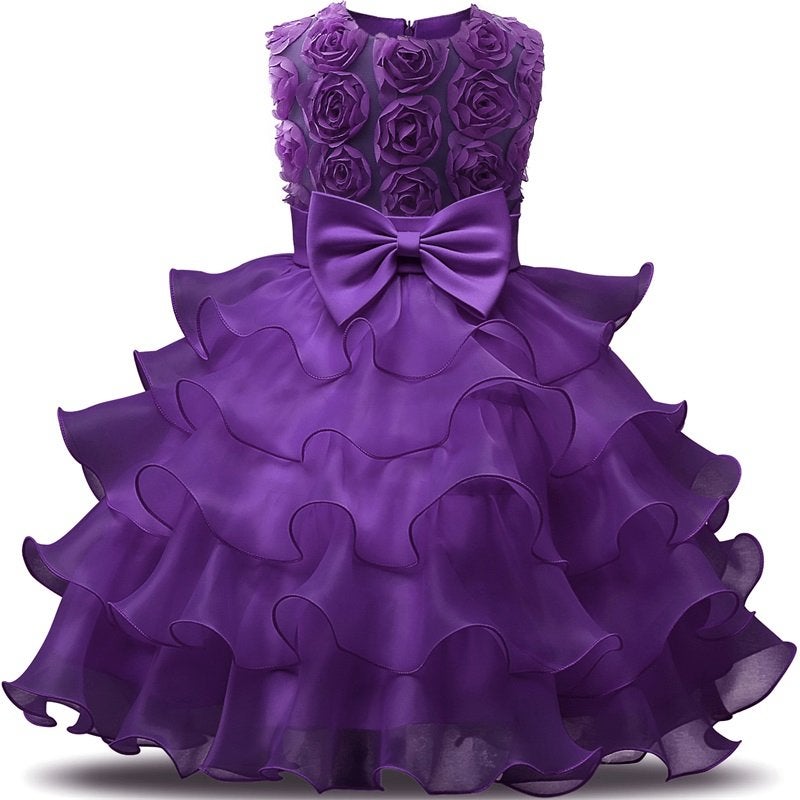 Paarse meisjes bloemen jurk prinsessenjurk kinderjurk jurkje, Verzenden, Nieuw, Meisje