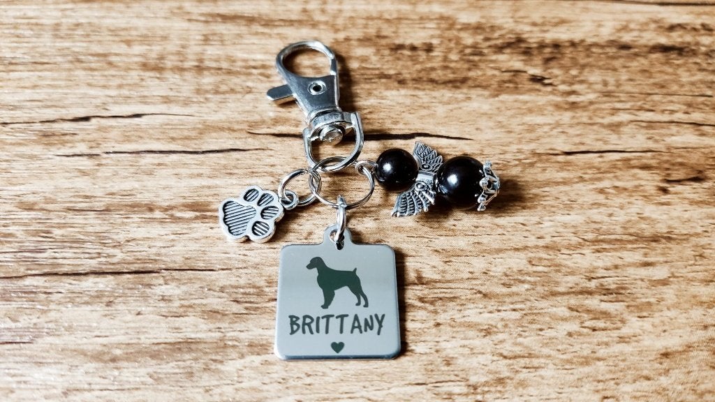 Sleutelhanger Britay - Epagneul breton RVS met beschermengel, Verzenden, Nieuw