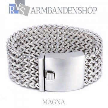 Rvs brede dames armband "Magna". RVS zilver staal, Verzenden, Nieuw, Zilver, Staal