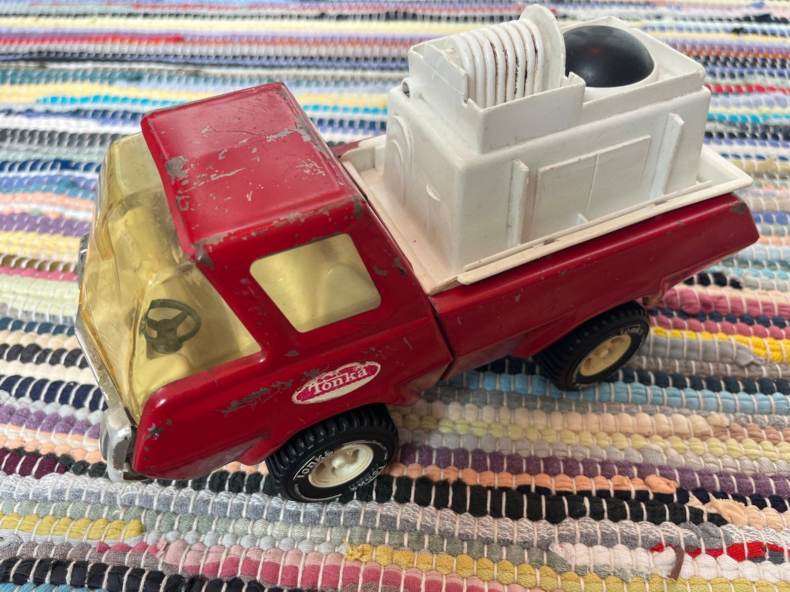 Vintage Tonka Rode Pick-up Truck met Kraan, Kinderen en Baby's, Ophalen, Gebruikt