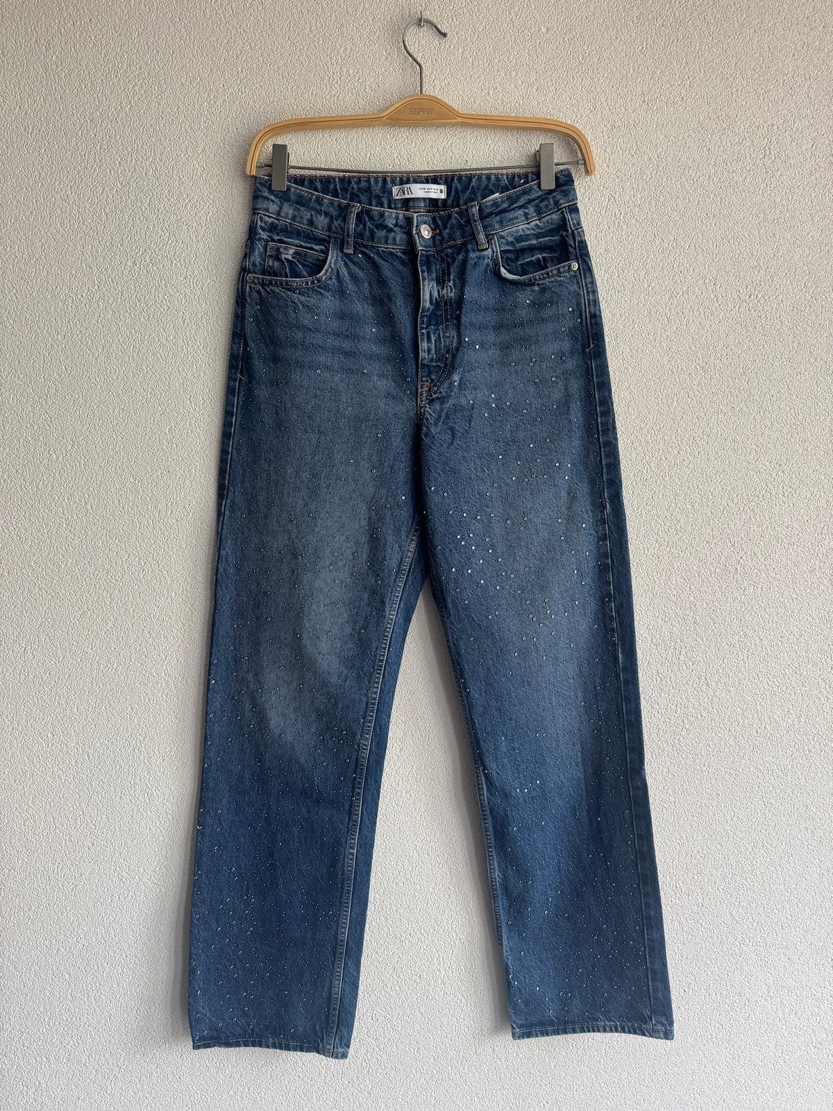 Zara Y2K denim jeans met steentjes, Blauw, Zara, Ophalen of Verzenden, Zo goed als nieuw