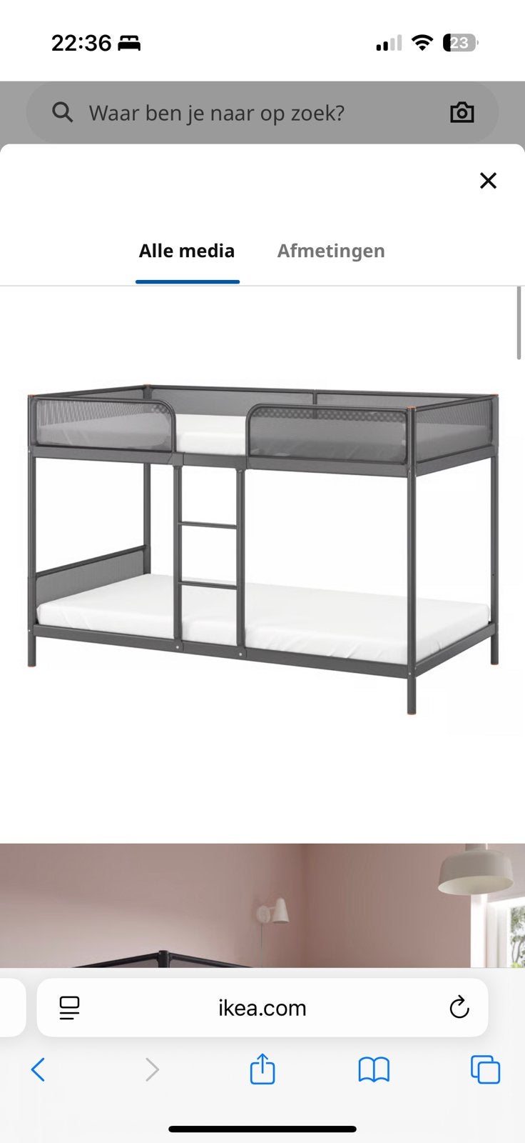 Metalen stapelbed ikea, Ophalen, Gebruikt, 90 cm, Tweepersoons