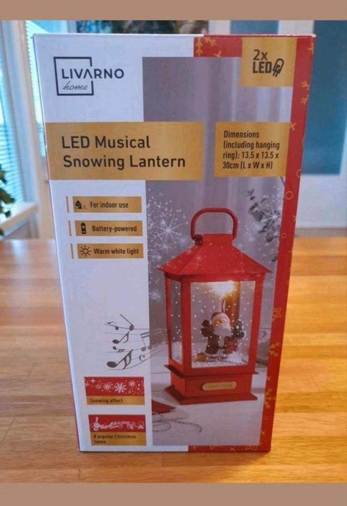 Kerst lantaarn met muziek en sneeuw, Ophalen of Verzenden
