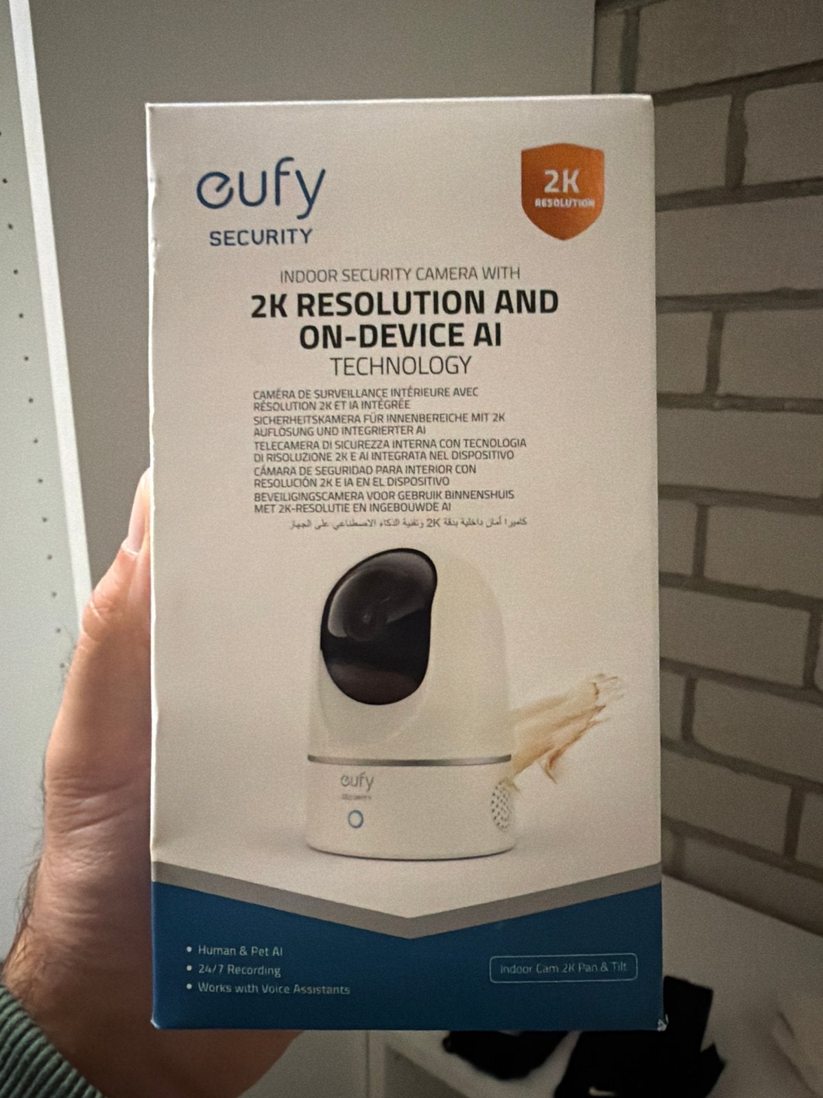 NIEUWE Eufy Security 2K Indoor Camera met AI en Pan & Tilt, Audio, Tv en Foto, Ophalen of Verzenden, Nieuw, Binnencamera