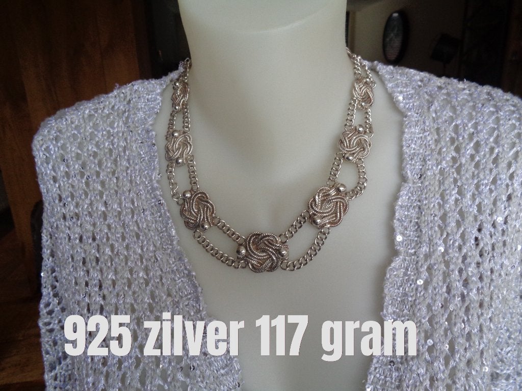 zilveren ketting Surinaamse mattenklopper [065], Sieraden, Tassen en Uiterlijk, Verzenden, Zo goed als nieuw, Zilver, Zilver