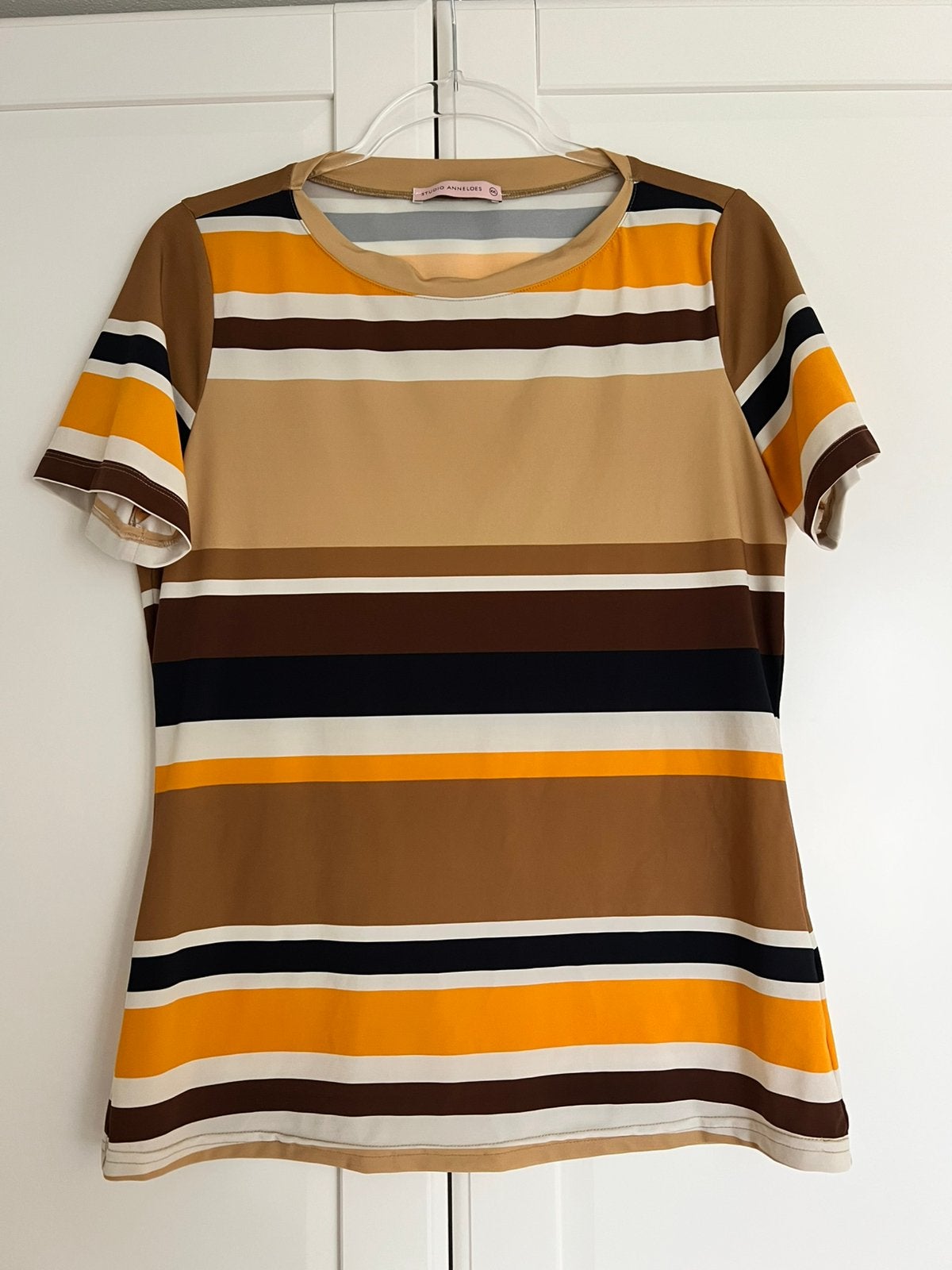 Studio anneloes stripe tee shirt XXL camel/beige/mustard, Overige kleuren, Maat 46/48 (XL) of groter, Ophalen of Verzenden, Zo goed als nieuw