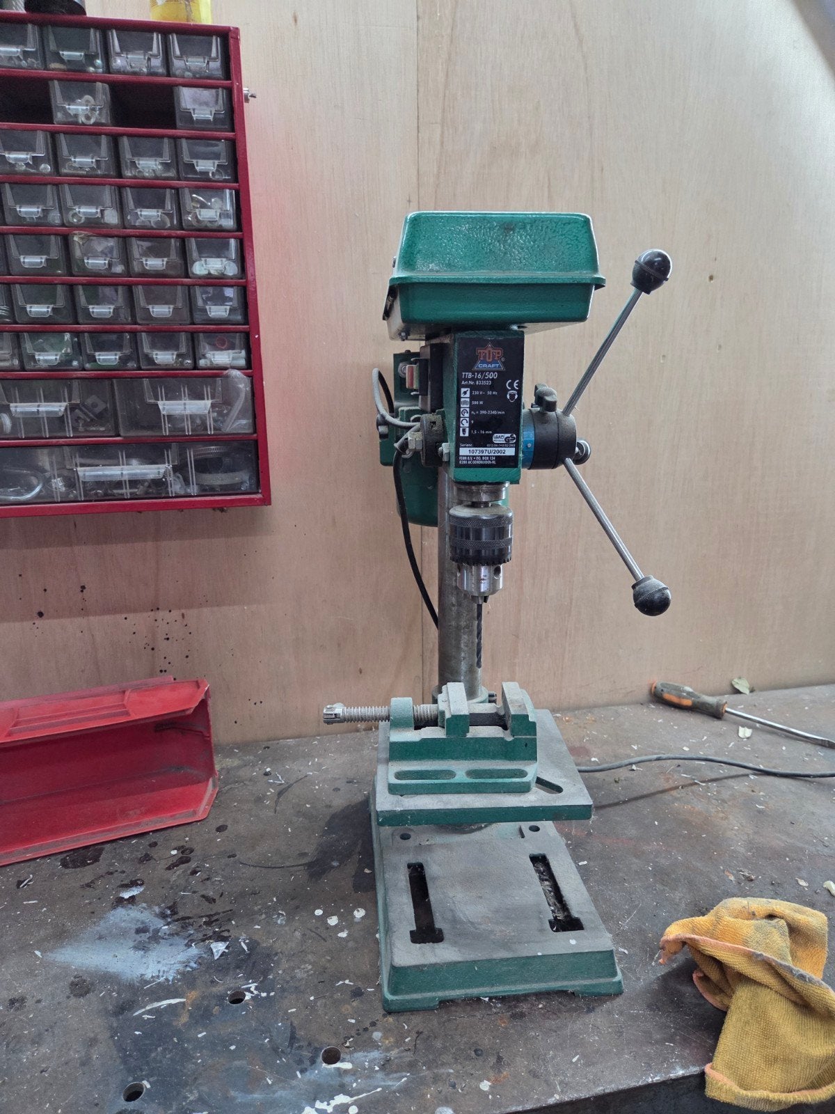 Kolomboormachine Top Craft TTB-16/500 - 61cm hoog, Doe-het-zelf en Verbouw, Ophalen, Zo goed als nieuw, 400 tot 600 watt, Kolomboormachine