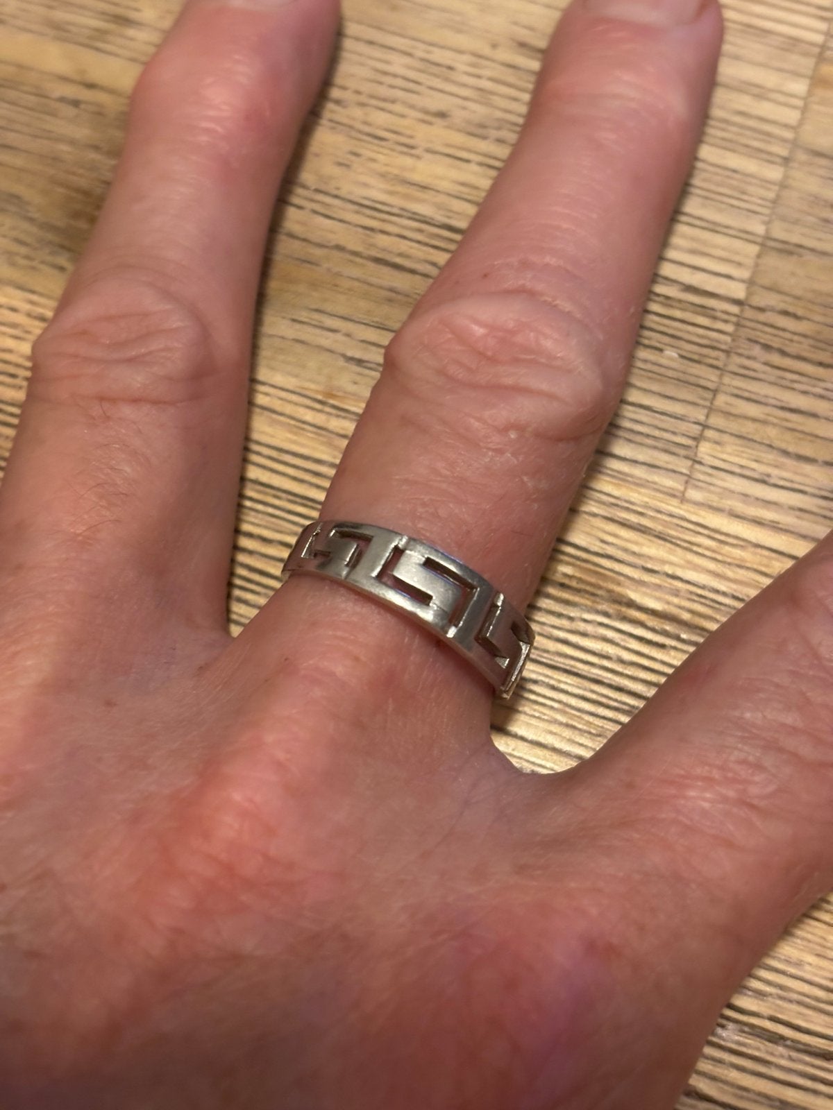 Prachtige Griekse meander ring, Sieraden, Tassen en Uiterlijk, Ophalen of Verzenden, Zo goed als nieuw, Zilver