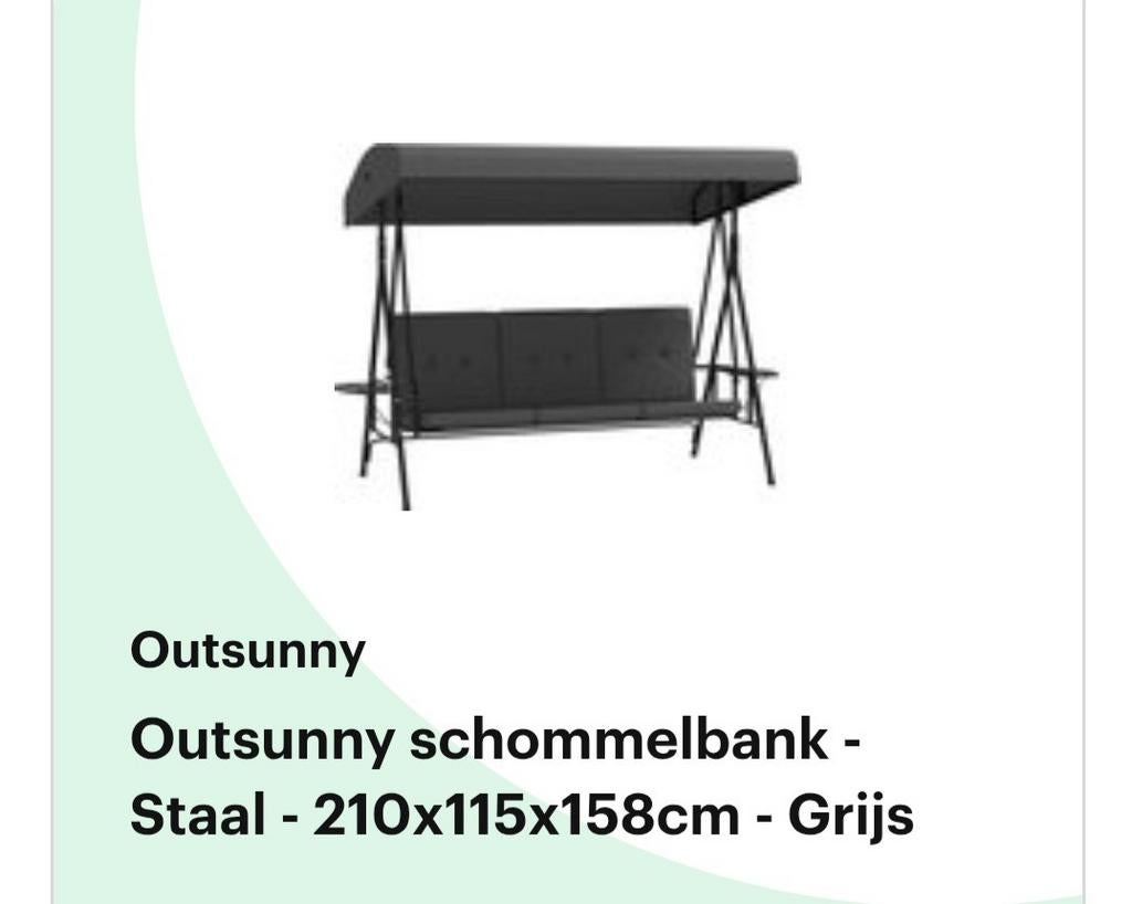 Outsunny Schommelbank - Grijs - Te klein voor ons, Tuin en Terras, Ophalen of Verzenden