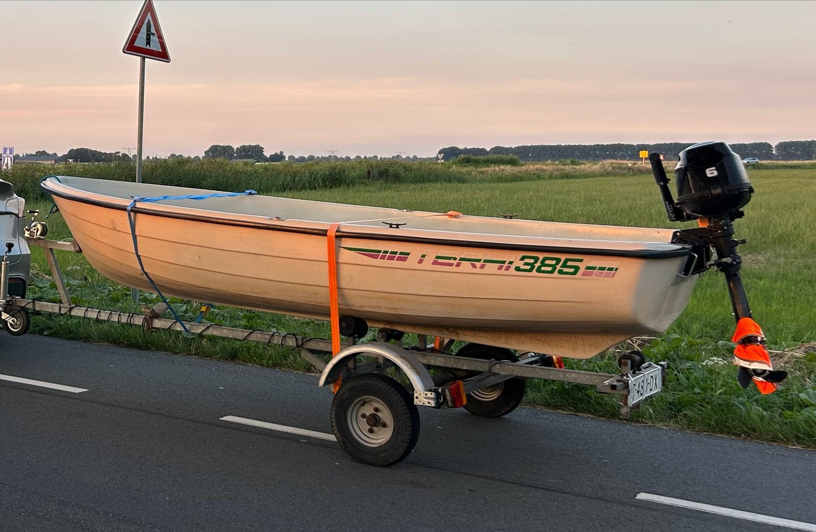 Terhi 385 met Mercury 6 pk buitenboordmotor en trailer, Watersport en Boten, Motorboten en Motorjachten, Overige merken, Gebruikt