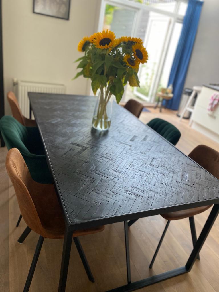 Eetkamer tafel visgraat, zo goed als nieuw, Ophalen, 200 cm of meer, 50 tot 100 cm, Zo goed als nieuw
