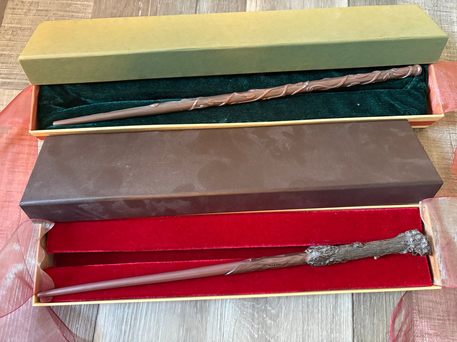 Harry Potter toverstaf set - Harry en Hermelien in doos, Ophalen of Verzenden, Zo goed als nieuw, Replica