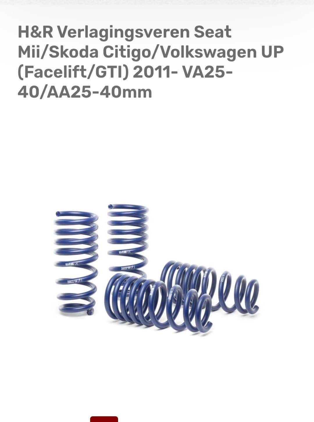 H&R verlagingsveren volkswagen up  seat mii skoda citigo, Ophalen of Verzenden, Nieuw, Volkswagen