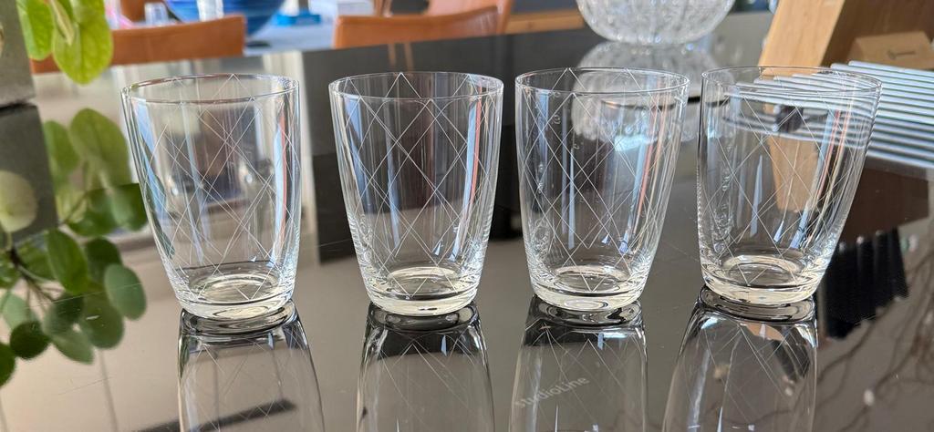 4 unieke jaren 50/60 glazen gin/water retro vintage, Ophalen of Verzenden, Zo goed als nieuw, Overige typen